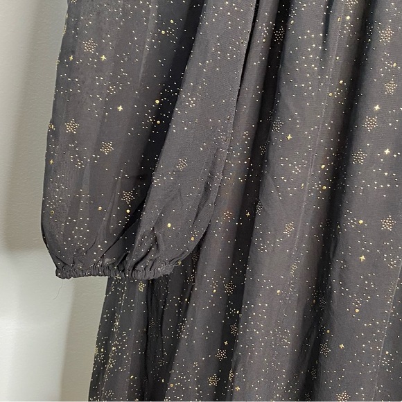 Anthropologie By The River Black Gold Star Print Midi Dress - Picture 7 of 14
